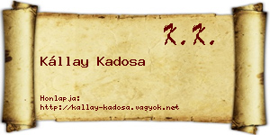 Kállay Kadosa névjegykártya
